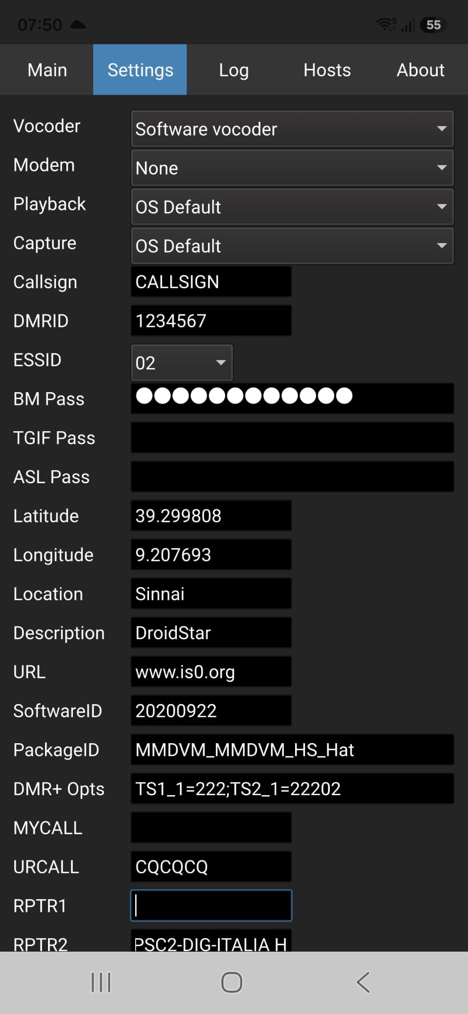 Configurazione protocollo DMR+