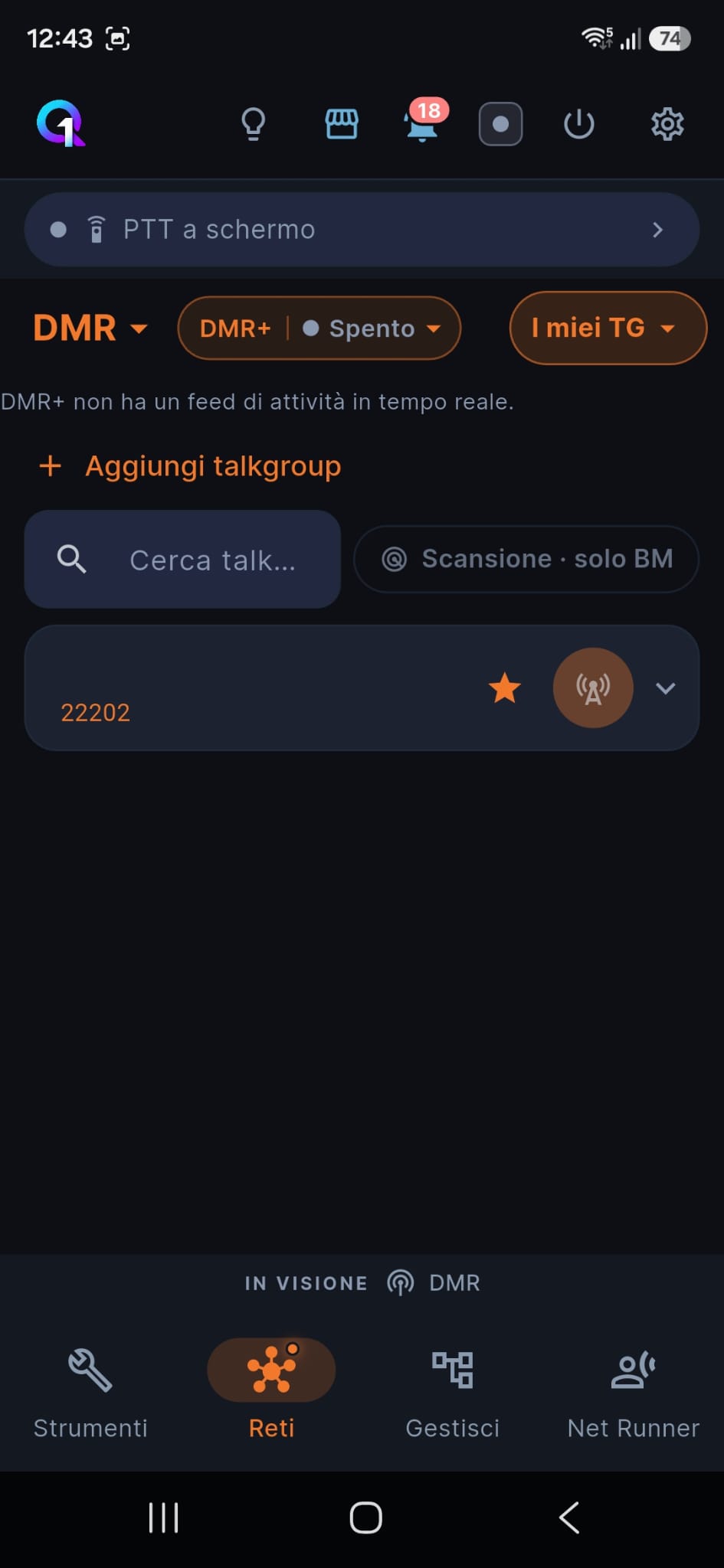 Selezione iniziale DMR+