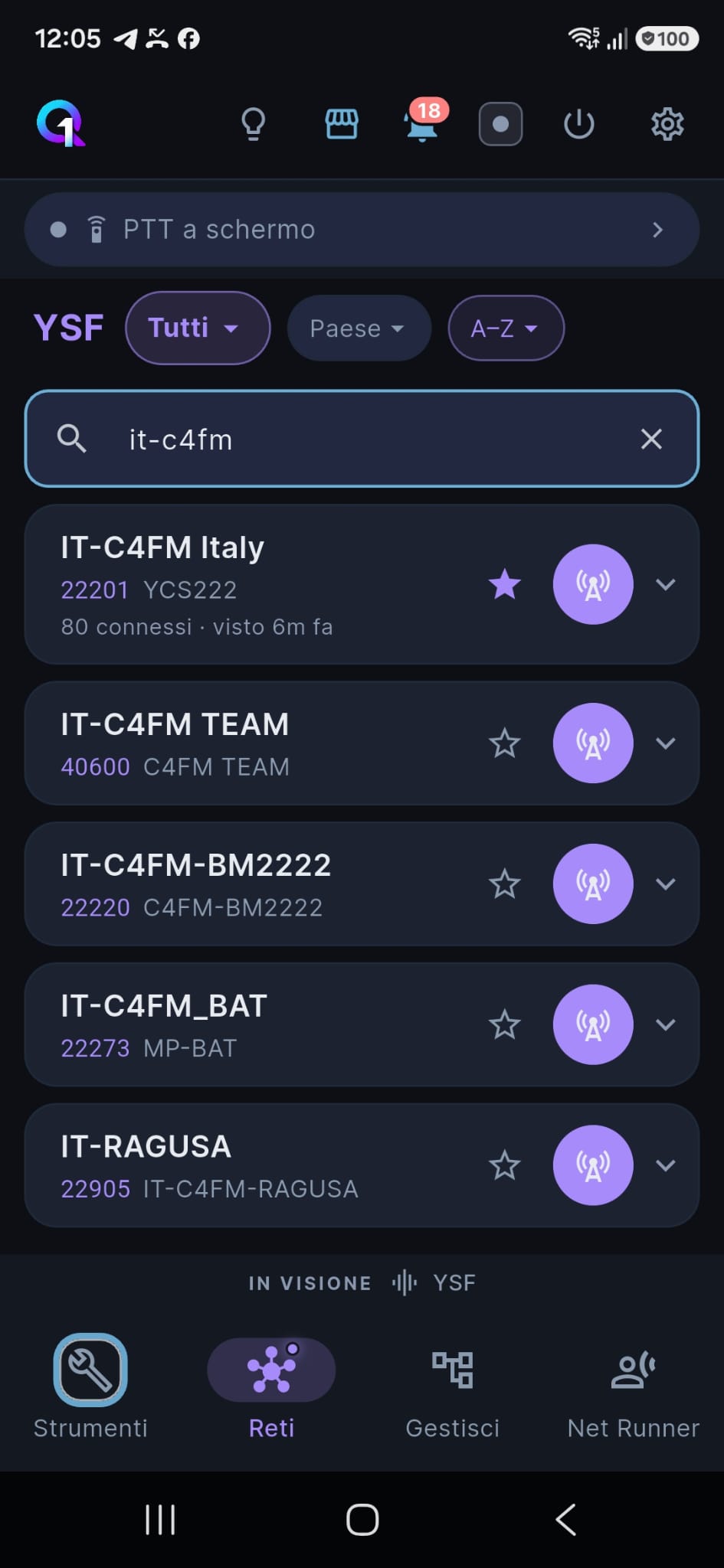 Selezione e configurazione protocollo YSF